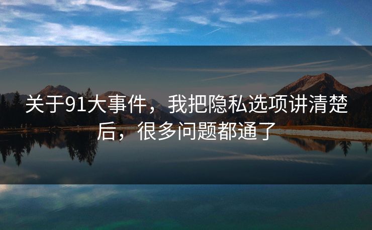 关于91大事件，我把隐私选项讲清楚后，很多问题都通了